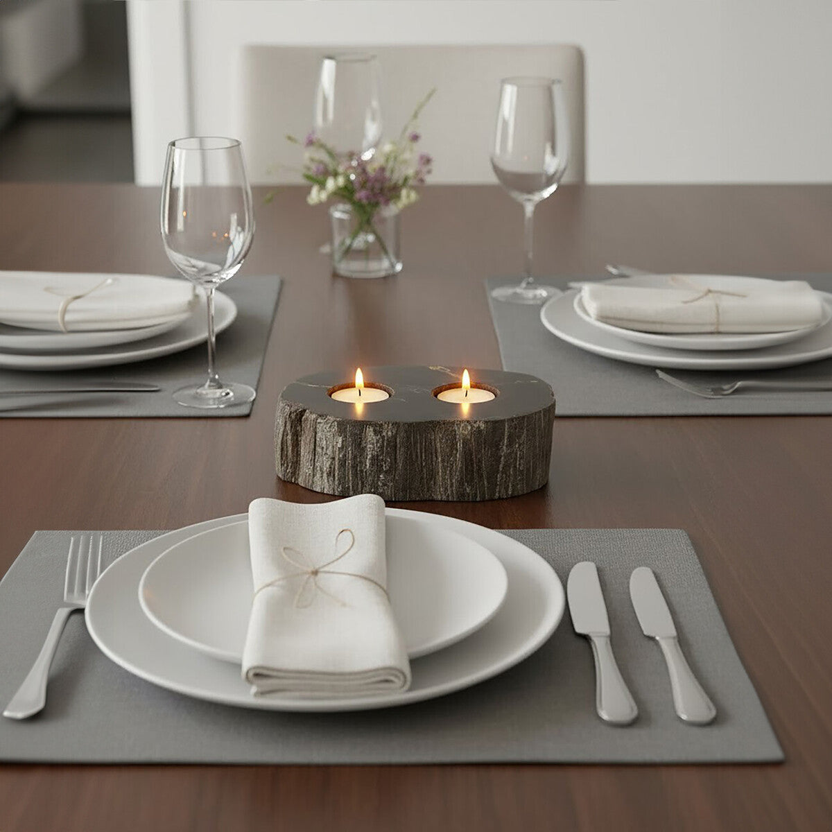 Relic Petrified Wood 2 Tealight Holder