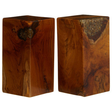 Sakra Set Of 2 Teak Wood Bookends