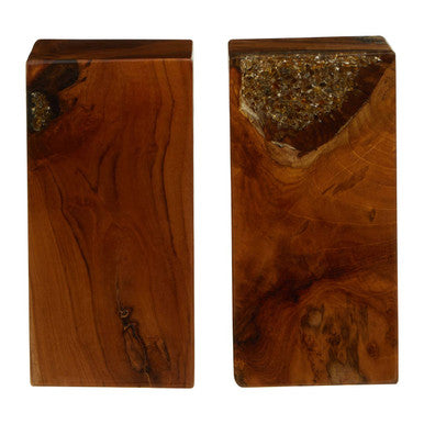 Sakra Set Of 2 Teak Wood Bookends