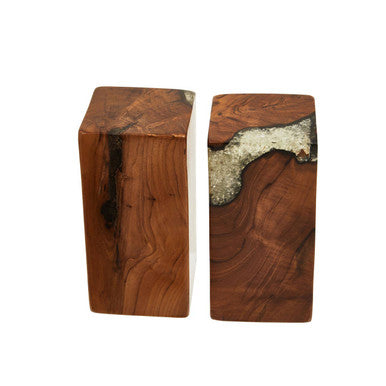 Sakra Set Of 2 Teak and Resin Bookends - Image 4