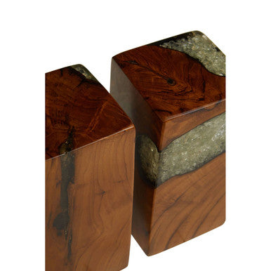 Sakra Set Of 2 Teak and Resin Bookends - Image 6
