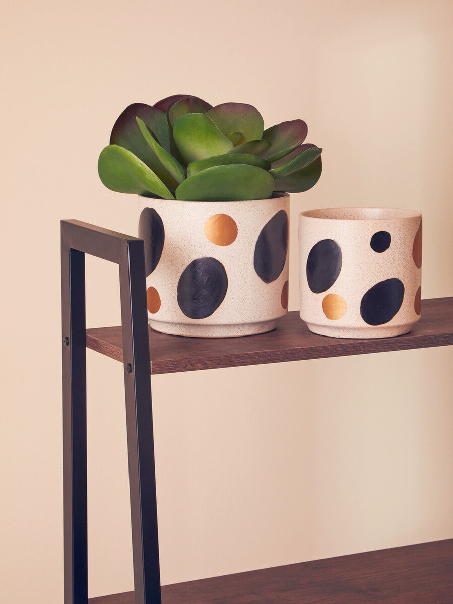 Yuri White And Gold Spotted Planter