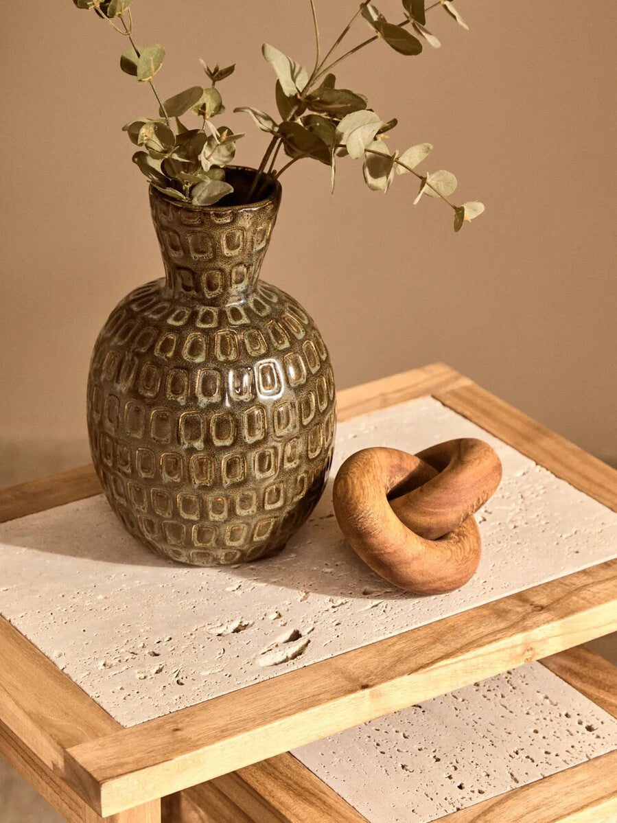 Yana Small Green Textured Ceramic Vase