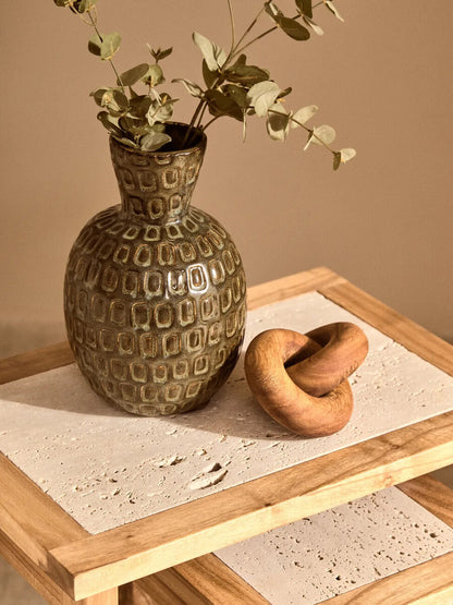 Yana Small Green Textured Ceramic Vase