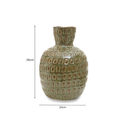 Yana Large Green Textured Ceramic Vase