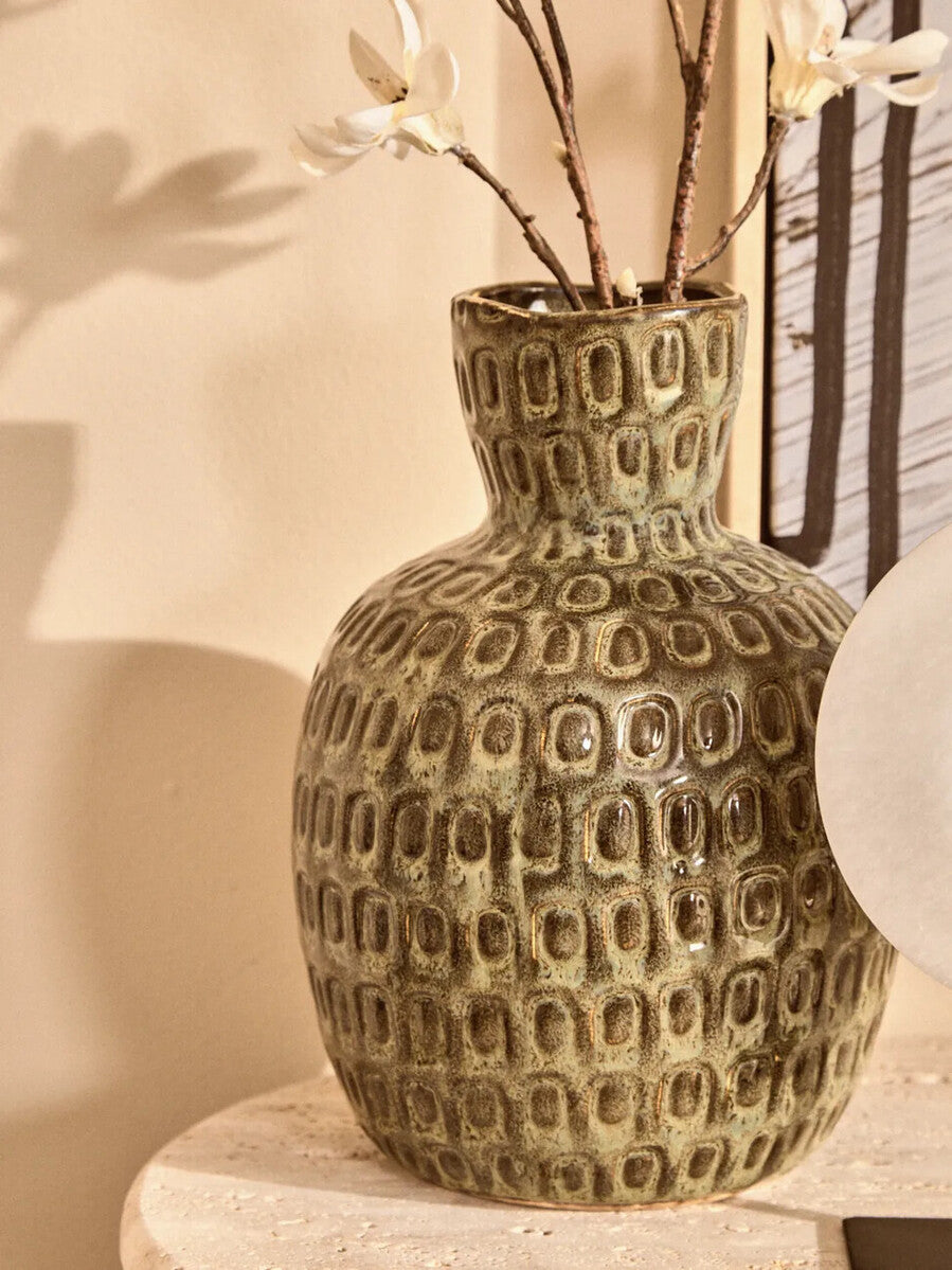 Yana Large Green Textured Ceramic Vase