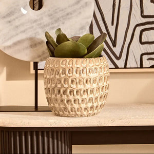 Yana Large Cream Textured Ceramic Planter