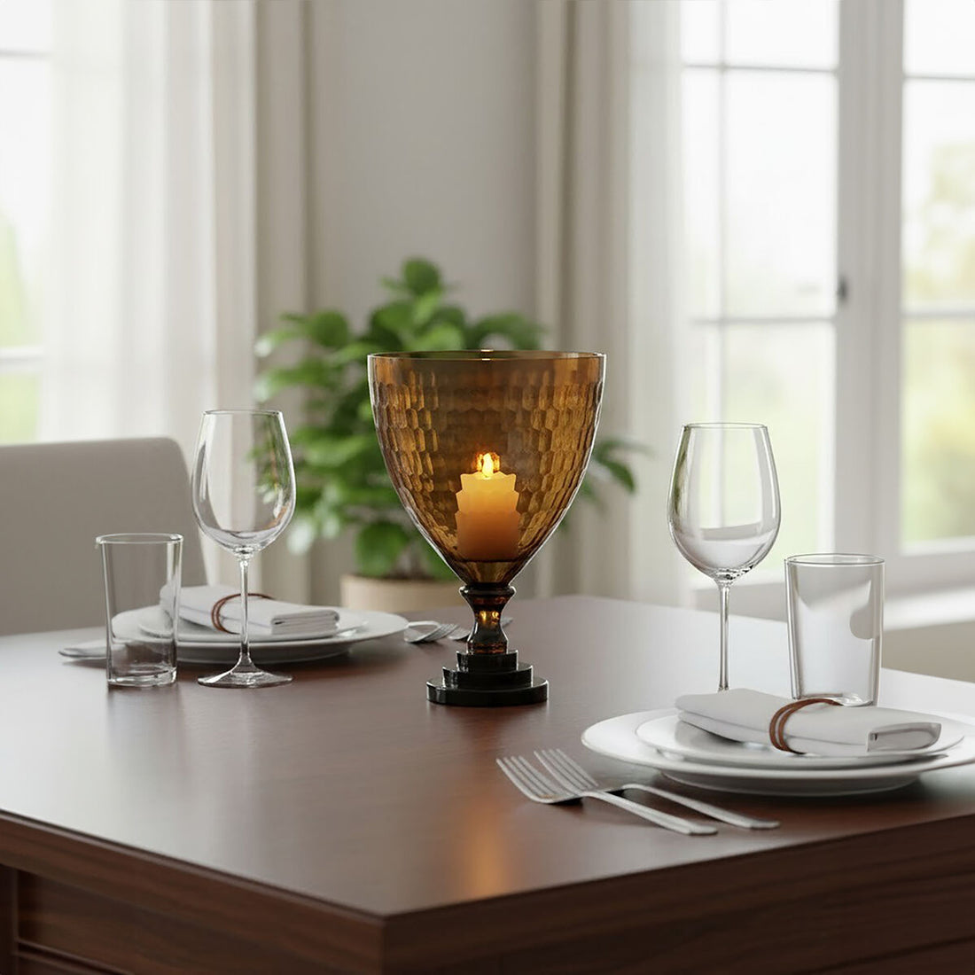 Cortina Small Honeycomb Glass Candle Holder