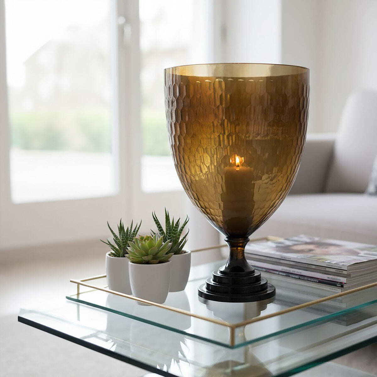 Cortina Large Honeycomb Glass Candle Holder
