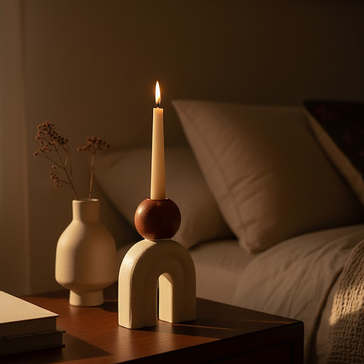 Utica Candle Holder With Cream Base