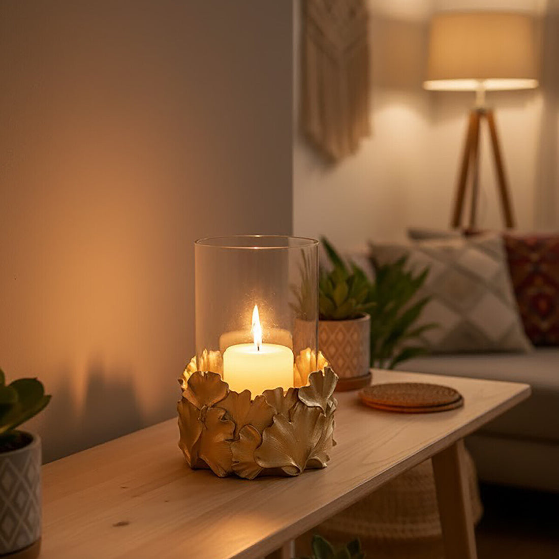 Boho Ginkgo Candle Holder - Image 4