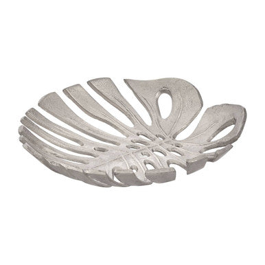 Prato Monstera Small Silver Finish Leaf Dish