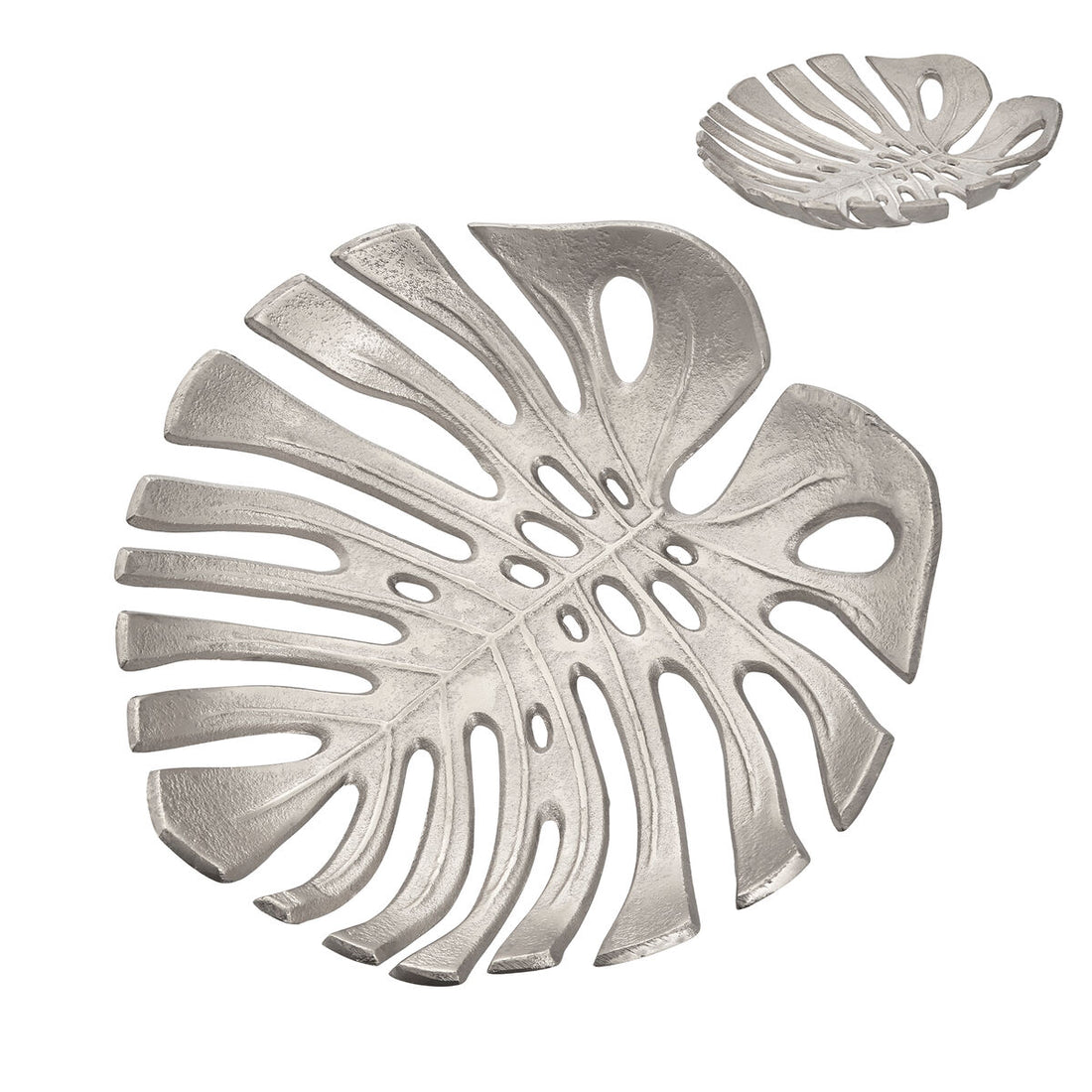 Prato Monstera Small Silver Finish Leaf Dish