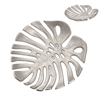 Prato Monstera Small Silver Finish Leaf Dish