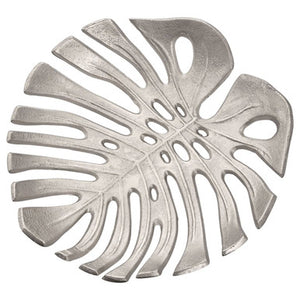 Prato Monstera Large Silver Finish Leaf Dish