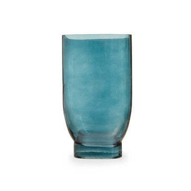 Blue glass vase on a white background
