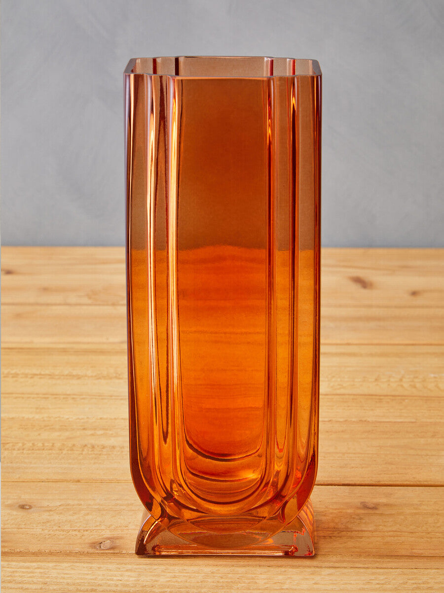 Edan Large Orange Glass Vase