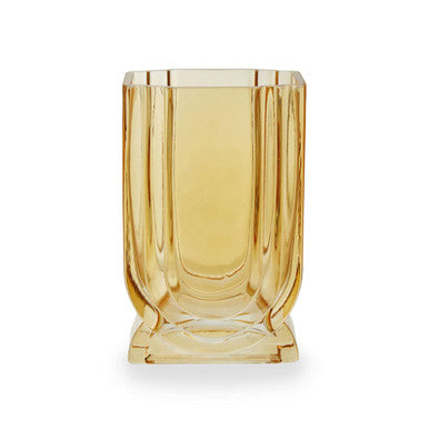 Amber glass vase on a white background