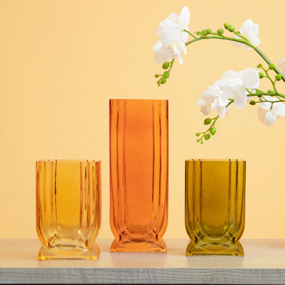 Edan Small Ochre Yellow Glass Vase - Image 9