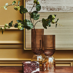 Esma Large Amber and Brown Glass Vase