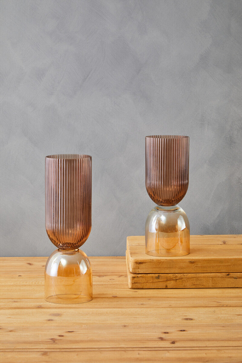 Esma Small Amber and Brown Glass Vase