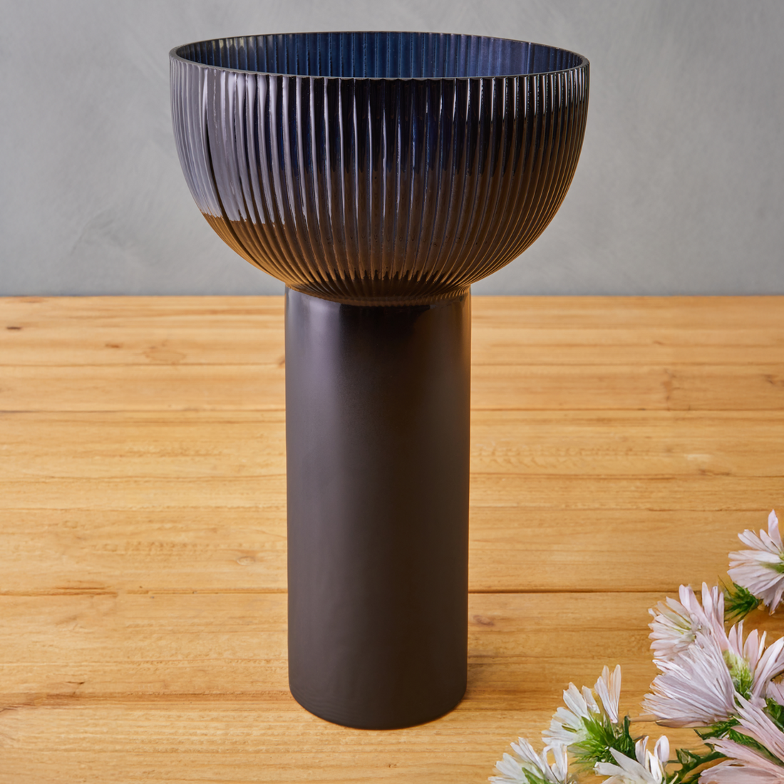 Esma Large Navy Blue Glass Vase