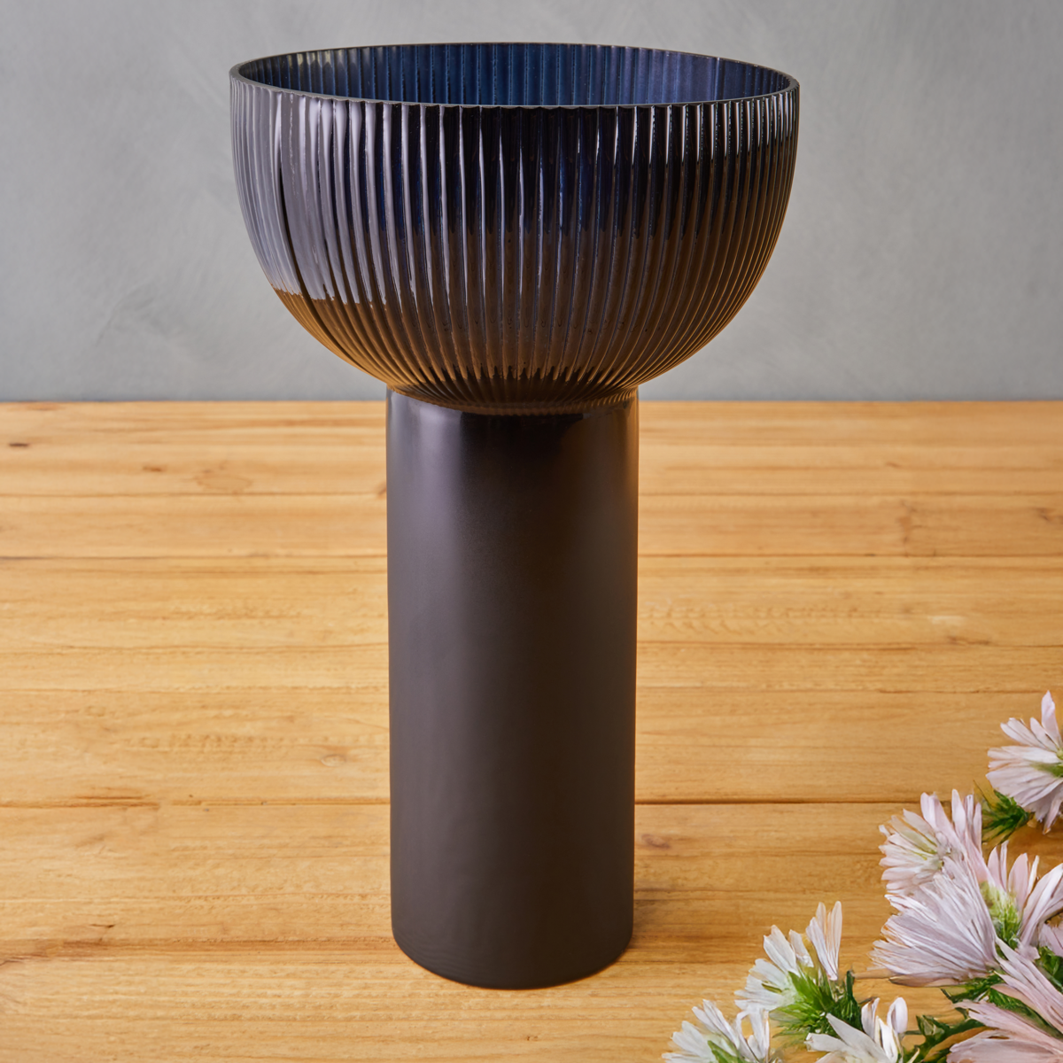 Esma Large Navy Blue Glass Vase