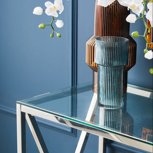 Esma Small Ribbed Blue Glass Vase