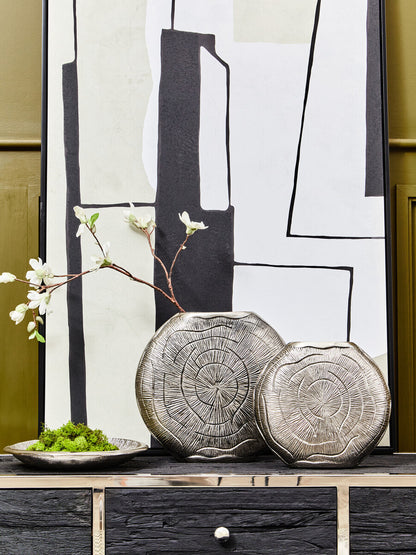 Silva Small Oak Effect Silver Finish Vase