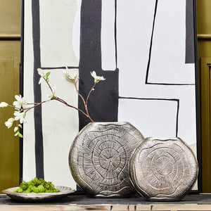 Large Oak Effect Silver Finish Vase | Silva