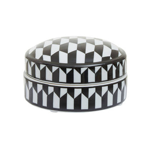 Marlo Small Black and White Geometric Print Ceramic Trinket Box