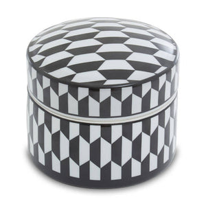 Marlo Large Black and White Geometric Print Ceramic Trinket Box