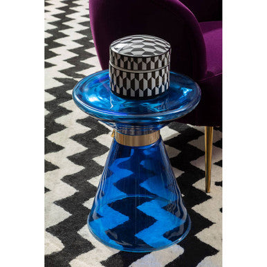 Marlo Large Black and White Geometric Print Ceramic Trinket Box