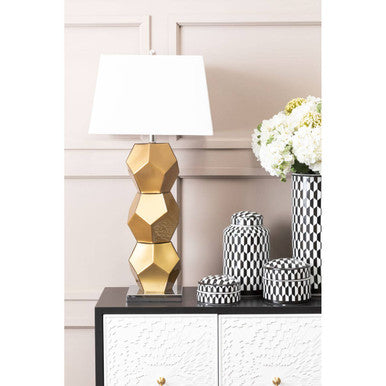 Marlo Small Black And White Geometric Print Ceramic Jar