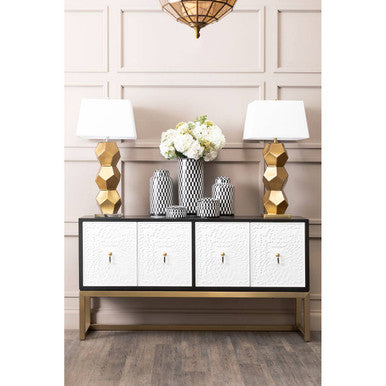 Marlo Large Black And White Geometric Print Ceramic Jar