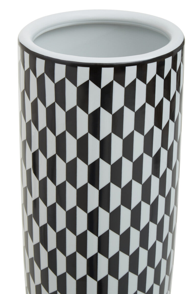 Marlo Black and White Geometric Print Ceramic Umbrella Stand