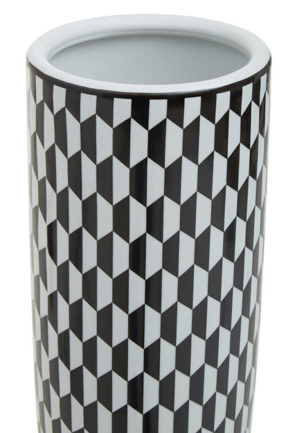 Marlo Black and White Geometric Print Ceramic Umbrella Stand