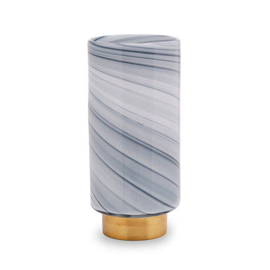 Marbled gray and gold vase on a white background