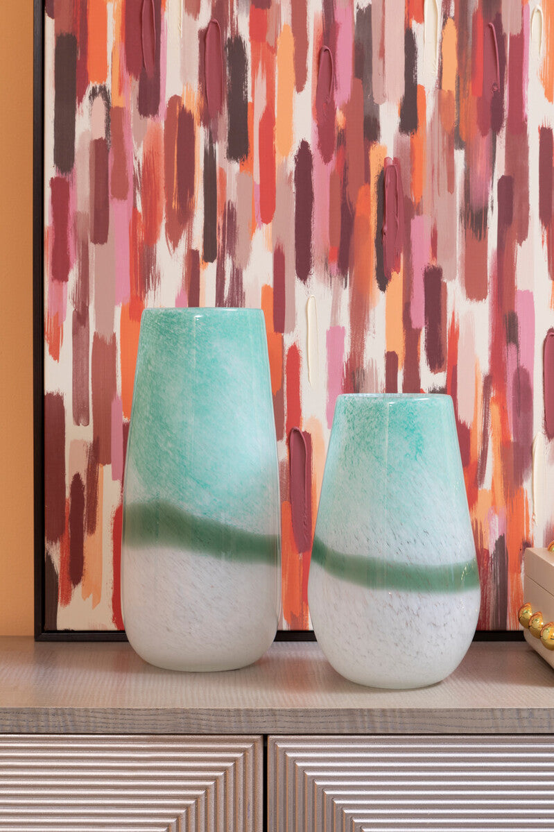 Celia Small Turquoise and White Ombre Vase