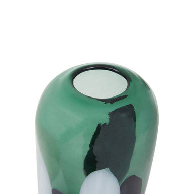 Hania Small Green Glass Vase with Abstract Pattern - Image 11