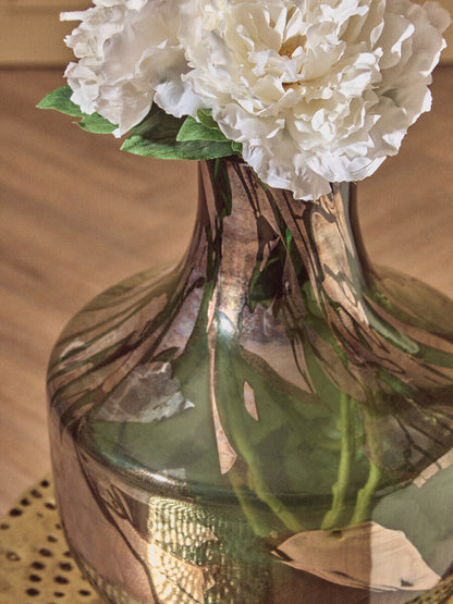 Herbie Green and Gold Small Glass Vase