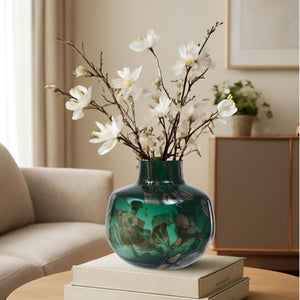 Herbie Green and Gold Small Glass Vase
