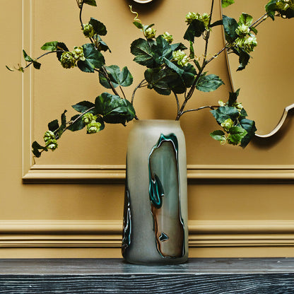 Hakan Tall Glass Vase with Marbled Design