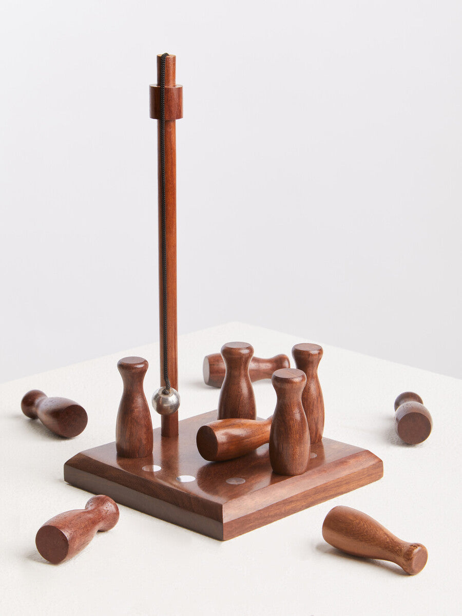 Churchill Games Sheesham Wood Bar Skittle Set