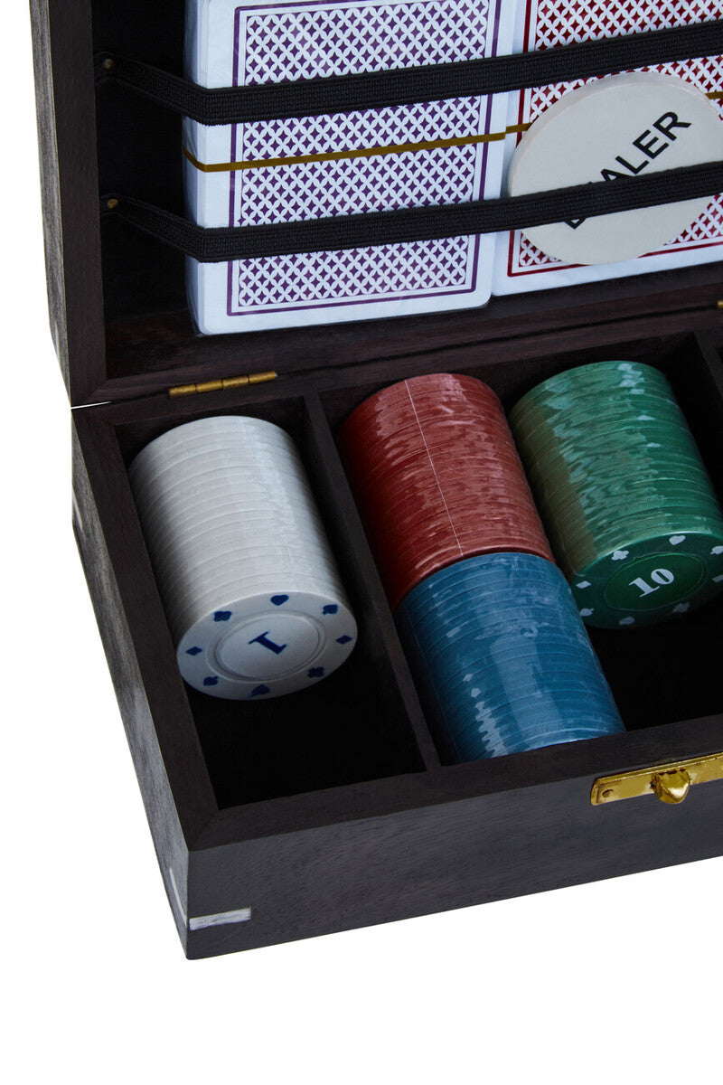Churchill Games Black Sheesham Wood Poker Set - Image 4