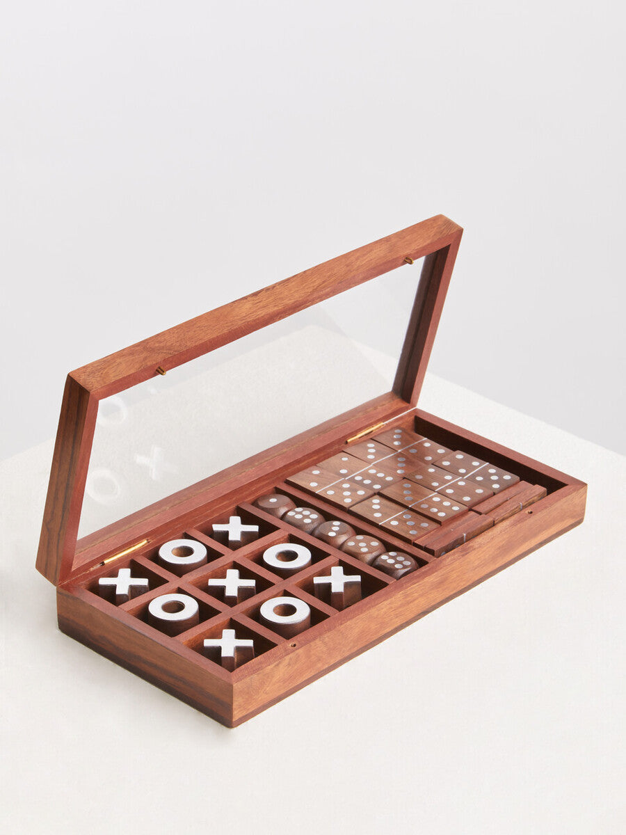 Churchill Games Brown Sheesham Wood Multi Game Set - Image 4