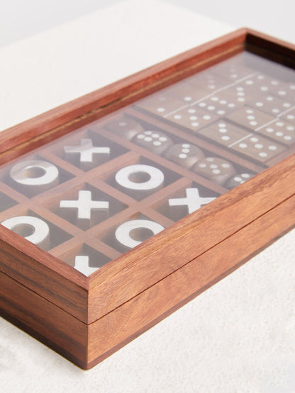 Churchill Games Brown Sheesham Wood Multi Game Set