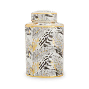 Doria Small Leaf Design Ceramic Jar