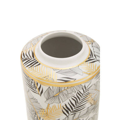 Doria Small Leaf Design Ceramic Jar