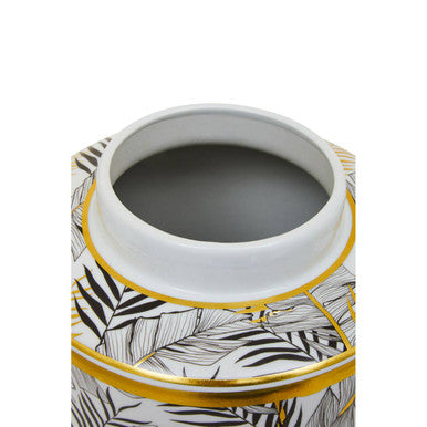 Doria Large Leaf Design Ceramic Jar